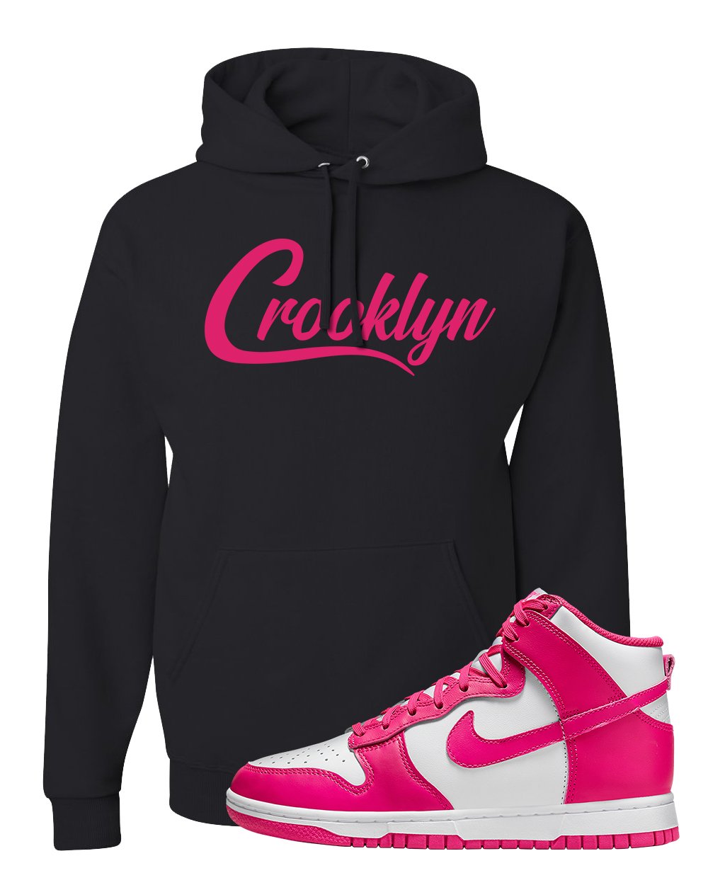 Pink Prime High Dunks Hoodie | Crooklyn, Black