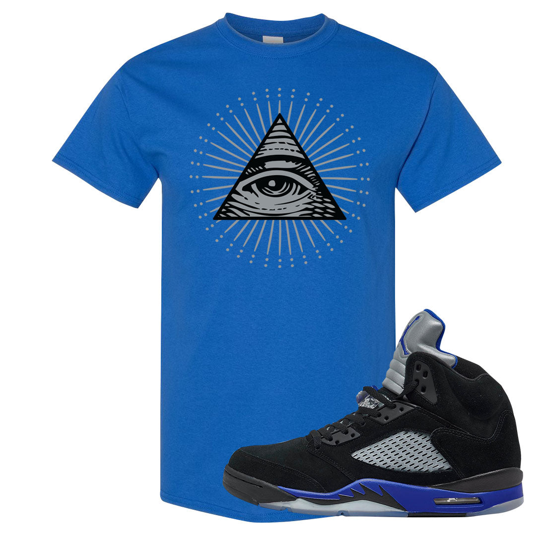 Racer Blue 5s T Shirt | All Seeing Eye, Royal