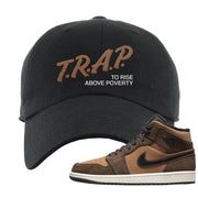 Earthy Brown Mid 1s Dad Hat | Trap To Rise Above Poverty, Black