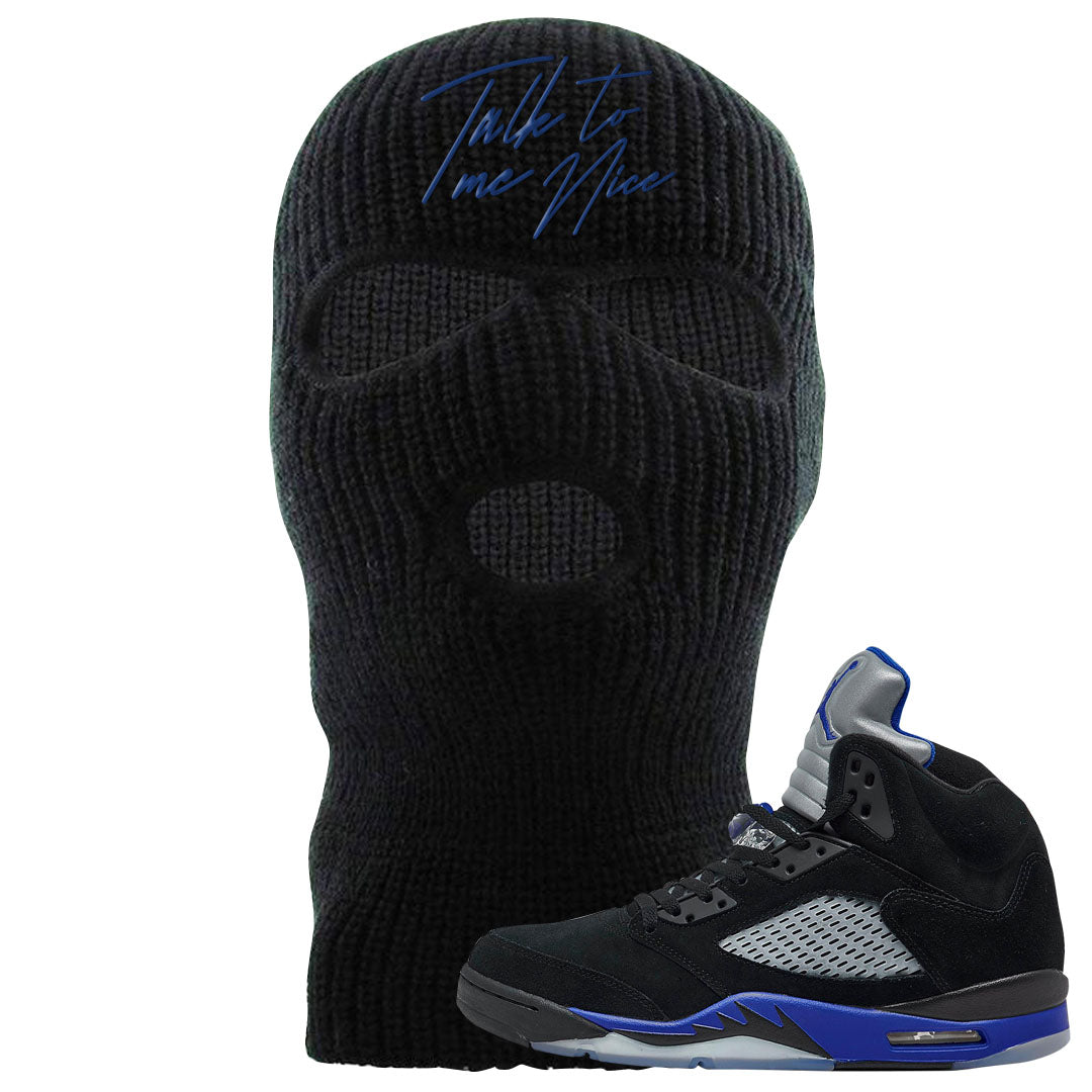 Racer Blue 5s Ski Mask | Talk To Me Nice, Black