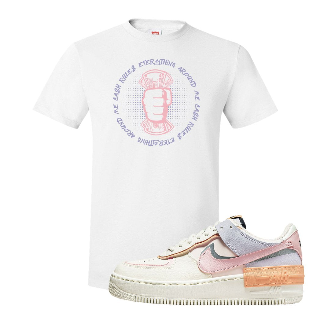 Sail Pink Glaze Orange Chalk 1s T Shirt | Cash Rules Everything Around Me, White