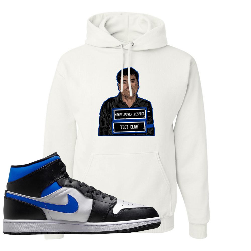 Air Jordan 1 Mid Royal Hoodie | El Chapo Illustration, White