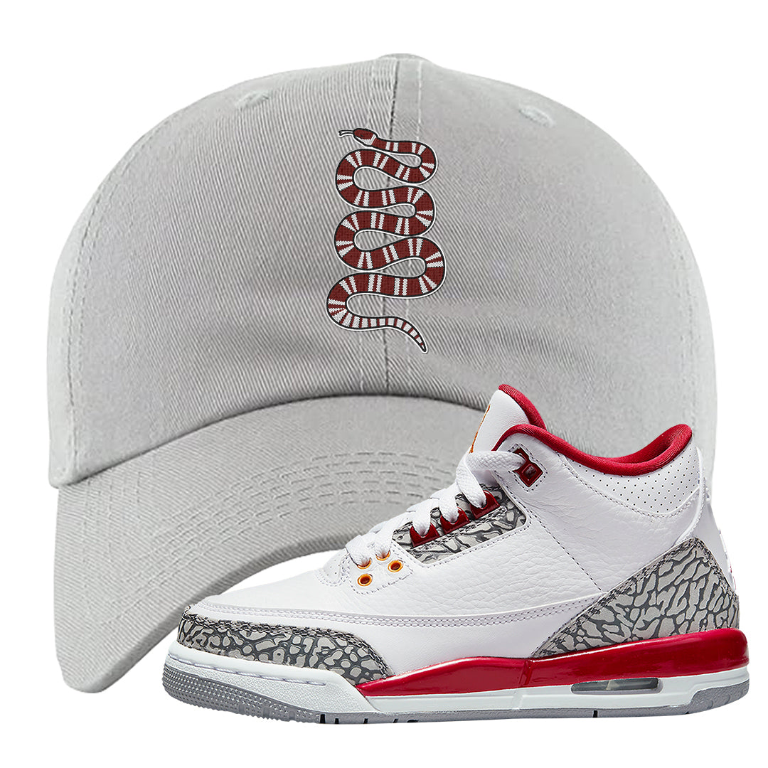 Cardinal Red 3s Dad Hat | Coiled Snake, Light Gray