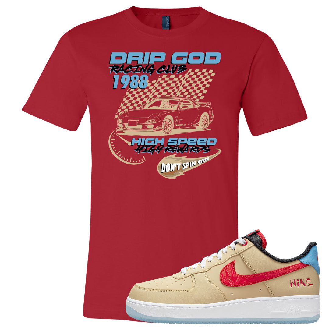 Satellite AF 1s T Shirt | Drip God Racing Club, Red