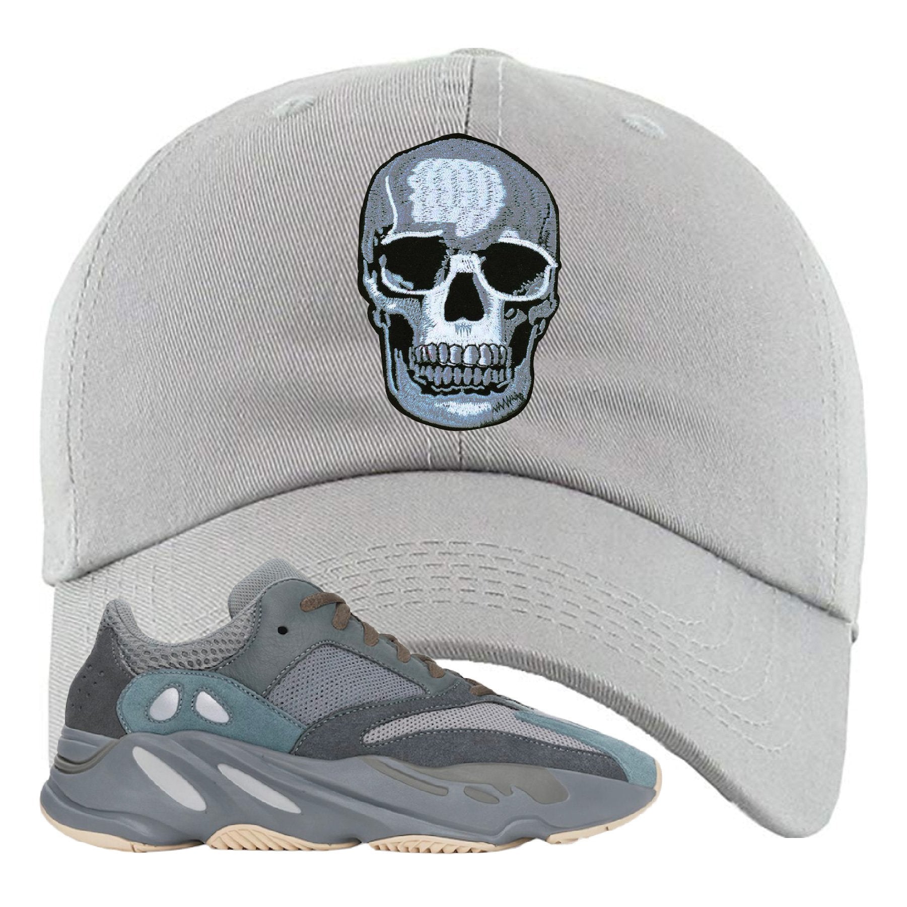 Yeezy Boost 700 Teal Blue Skull Light Gray Sneaker Hook Up Dad Hat