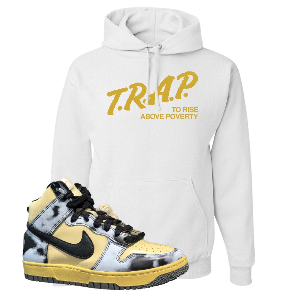 Acid Wash Yellow High Dunks Hoodie | Trap To Rise Above Poverty, White