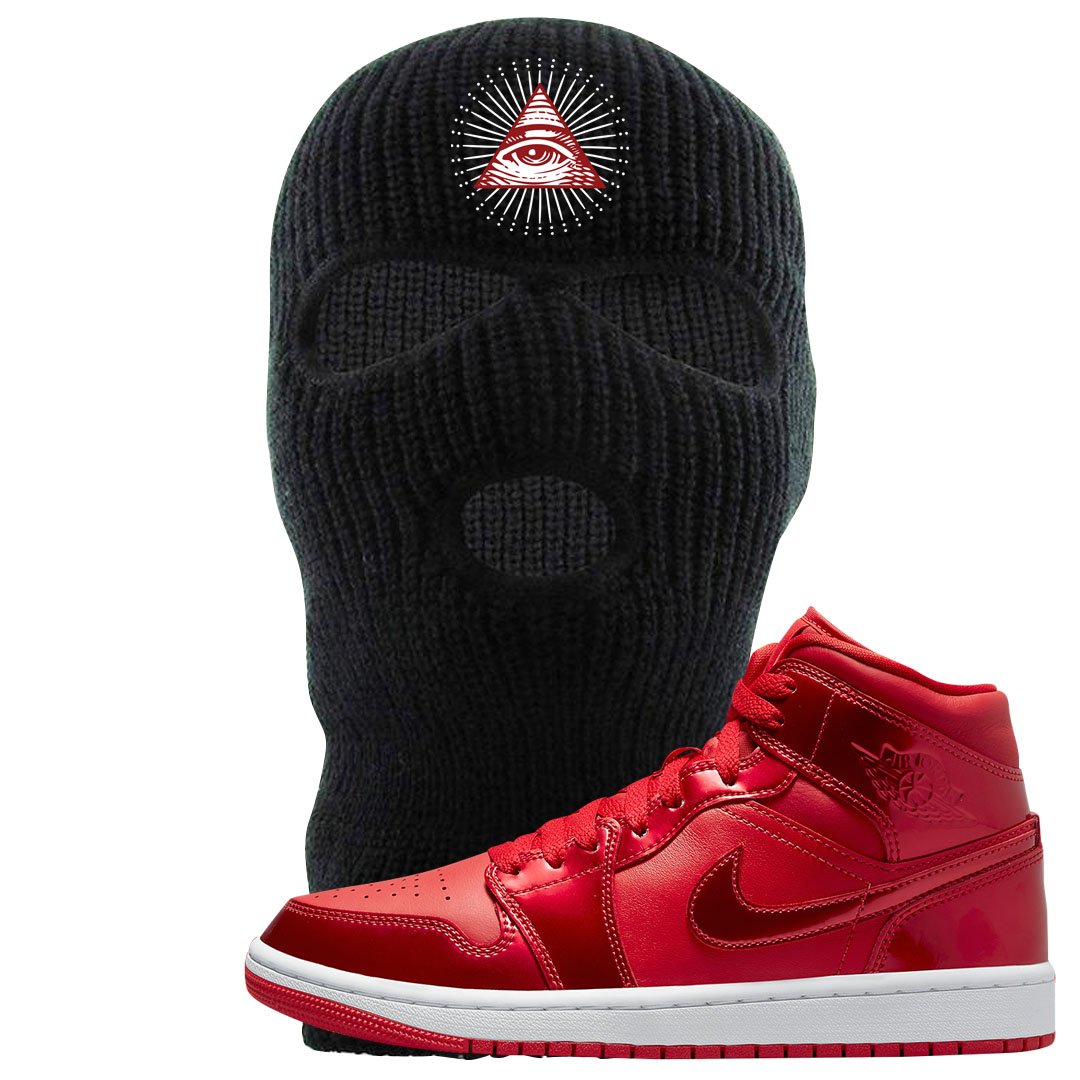 University Red Pomegranate Mid 1s Ski Mask | All Seeing Eye, Black