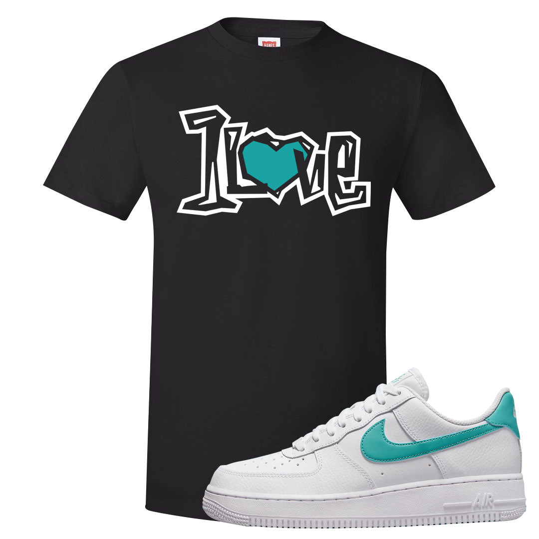 Washed Teal Low 1s T Shirt | 1 Love, Black