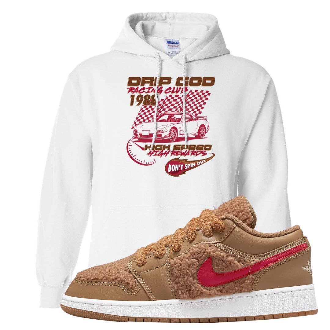 Teddy Bear Low 1s Hoodie | Drip God Racing Club, White