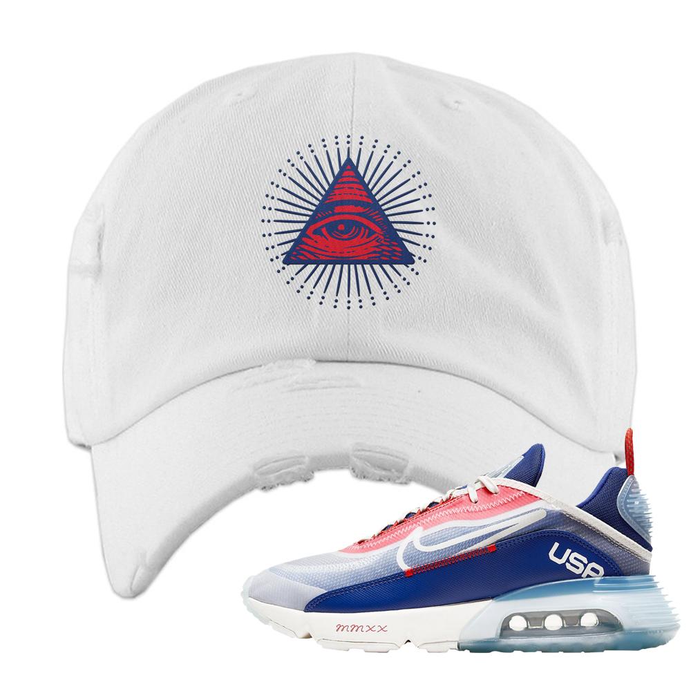 Team USA 2090s Distressed Dad Hat | All Seeing Eye, White