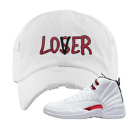 Twist White Red 12s Distressed Dad Hat | Lover, White