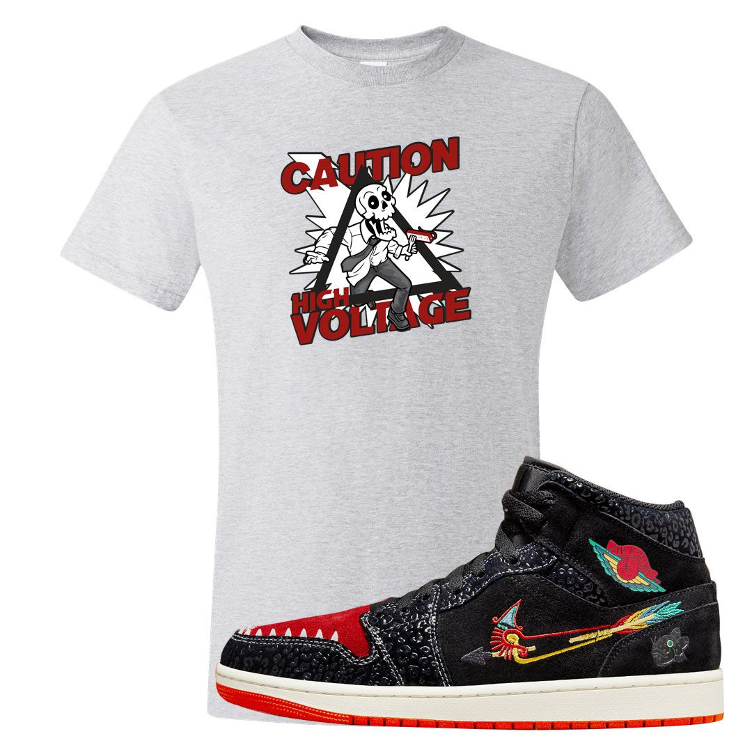 Always Familia Mid 1s T Shirt | Caution High Voltage, Ash