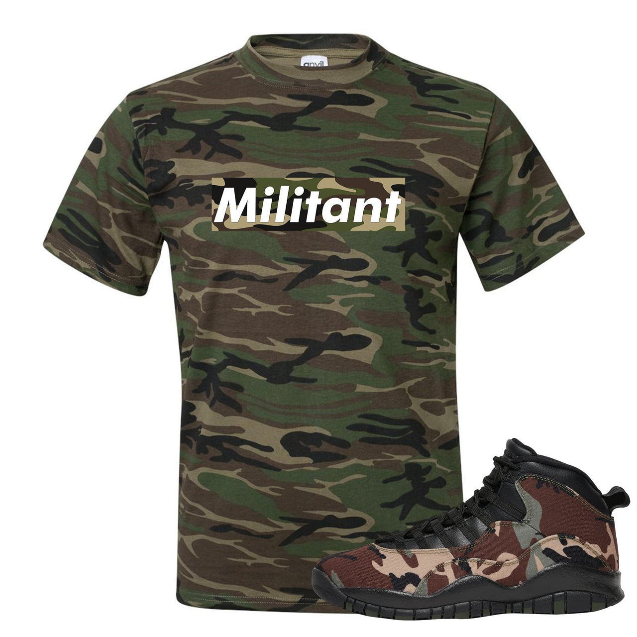 Woodland Camo 10s T Shirt | Militant Camo Box Logo, Camouflage