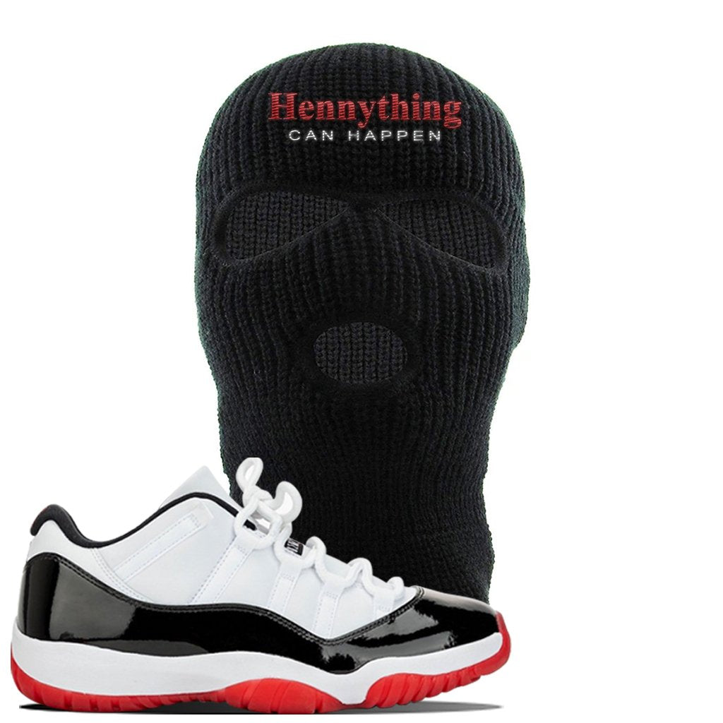 Jordan 11 Low White Black Red Sneaker Black Ski Mask | Winter Mask to match Nike Air Jordan 11 Low White Black Red Shoes | HennyThing Is Possible