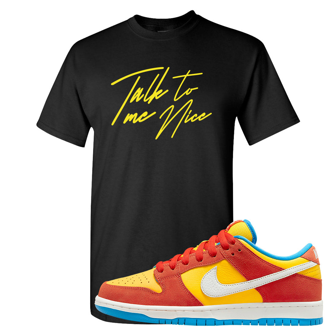 Habanero Red Gold Blue Low Dunks T Shirt | Talk To Me Nice, Black