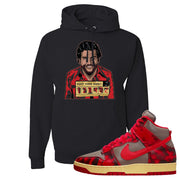 Acid Wash Red 1985 High Dunks Hoodie | Escobar Illustration, Black