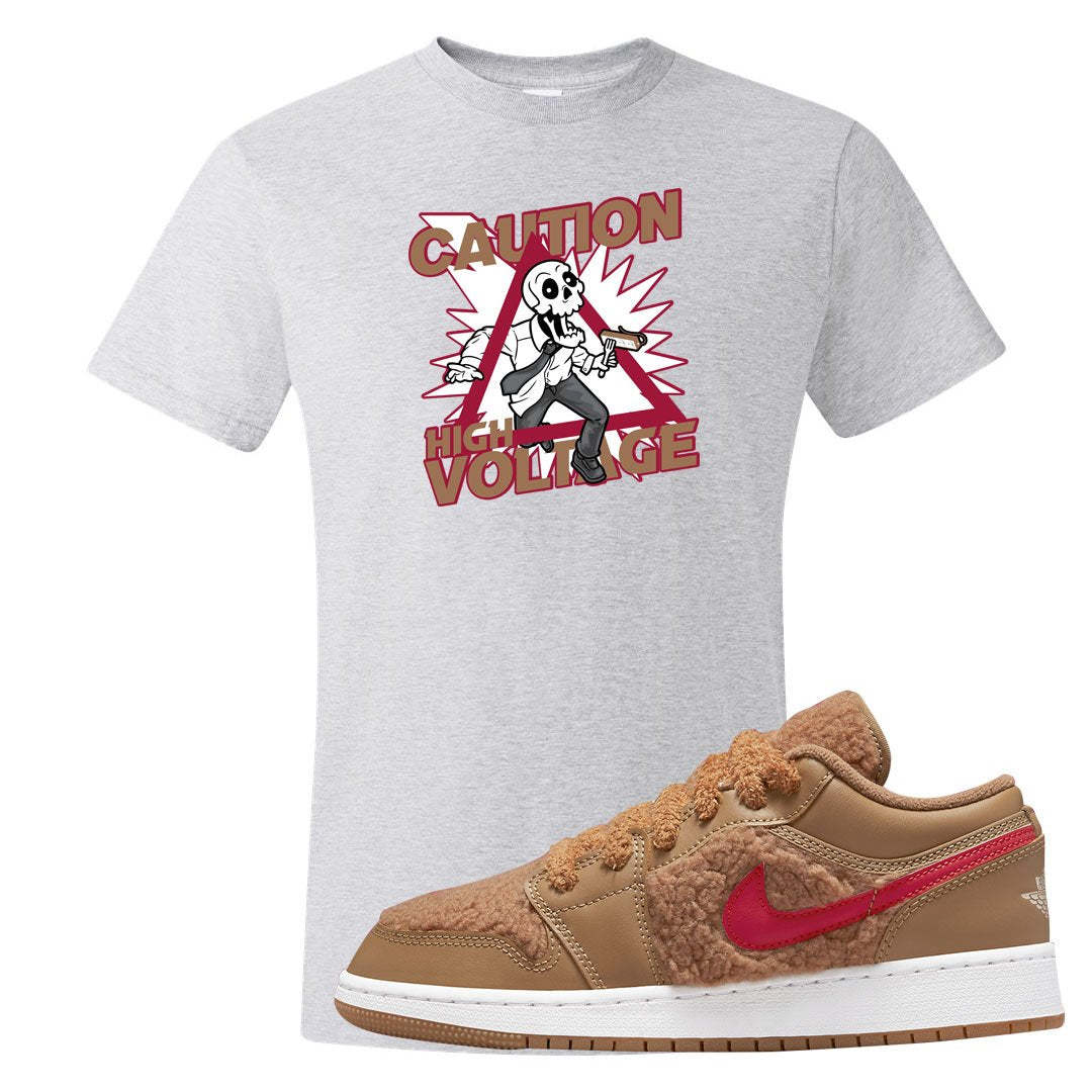 Teddy Bear Low 1s T Shirt | Caution High Voltage, Ash