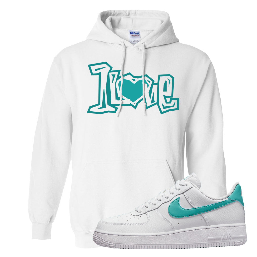 Washed Teal Low 1s Hoodie | 1 Love, White