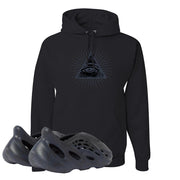 Yeezy Foam Runner Mineral Blue Hoodie | All Seeing Eye, Black