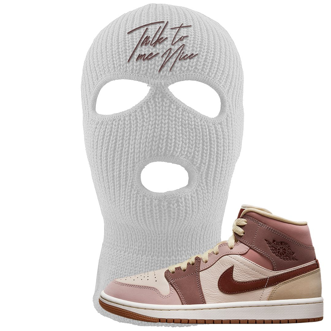 Pink Sand Mauve Mid 1s Ski Mask | Talk To Me Nice, White