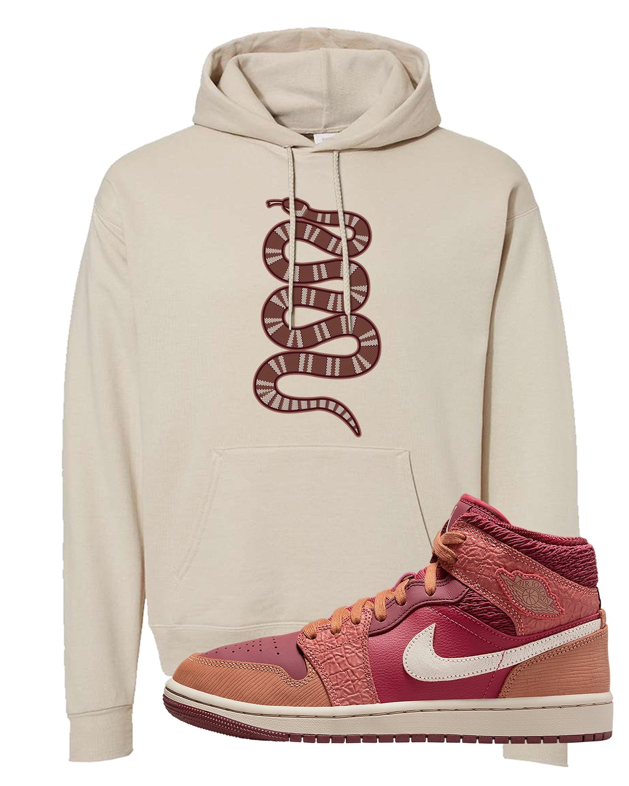 Africa Mid 1s Hoodie | Coiled Snake, Sand