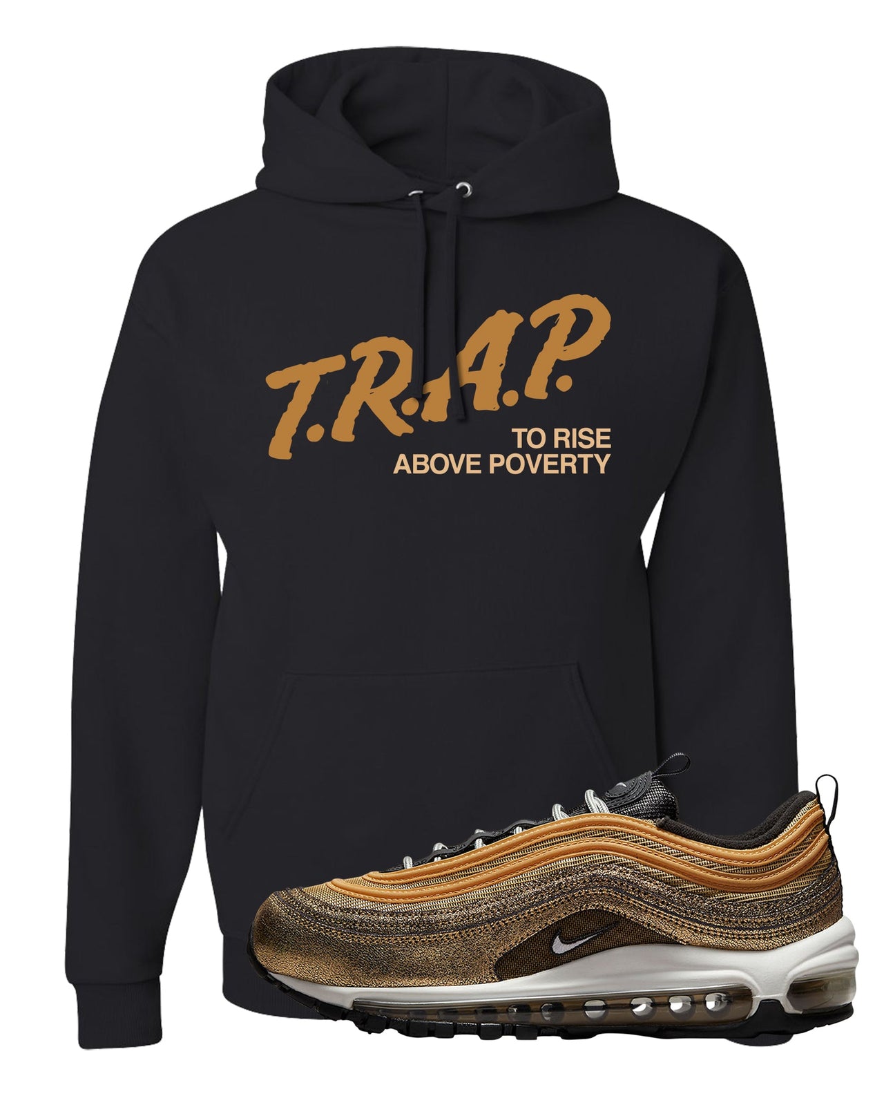Golden Gals 97s Hoodie | Trap To Rise Above Poverty, Black