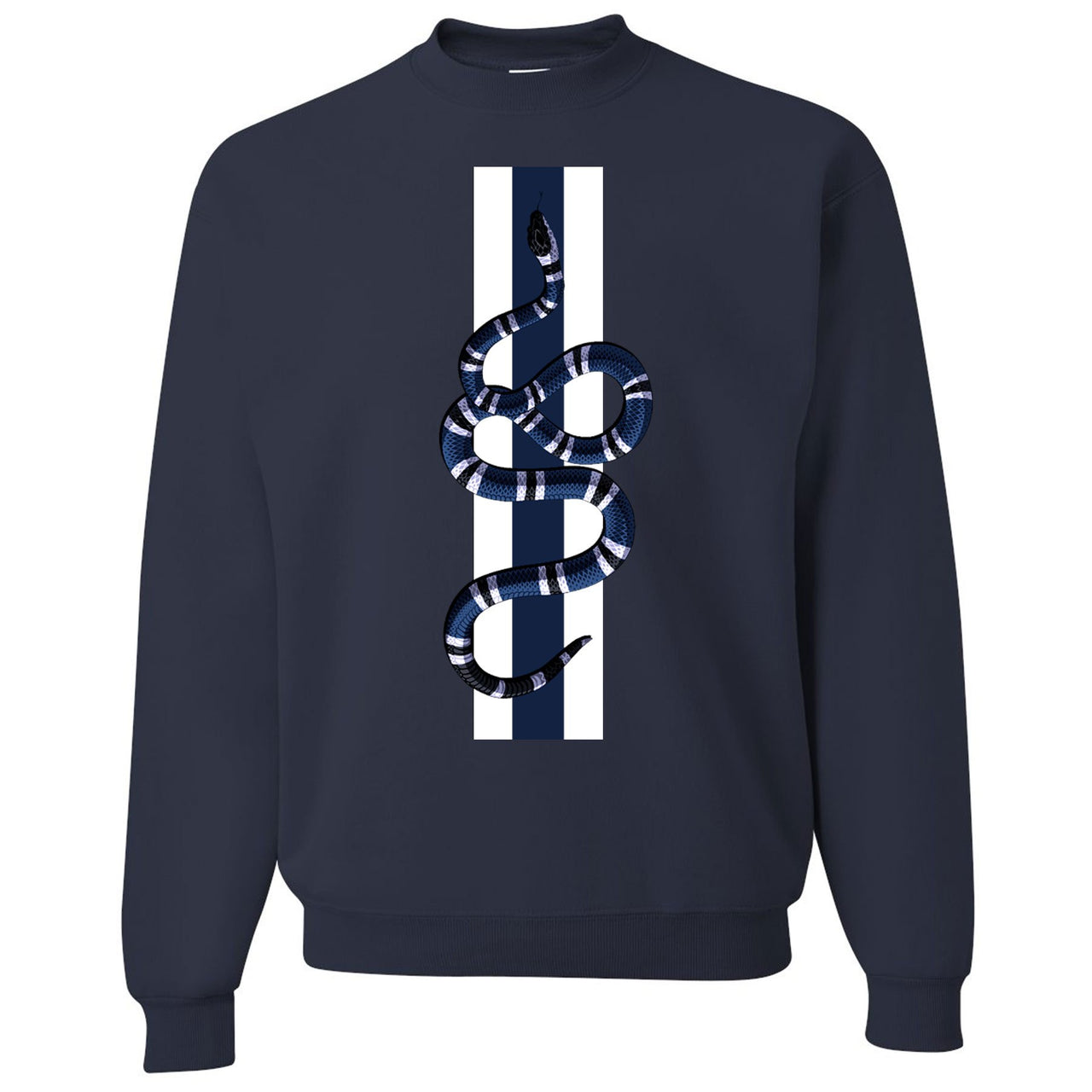 Snakeskin Low Blue 11s Crewneck Sweater | Coiled Snake, Navy Blue