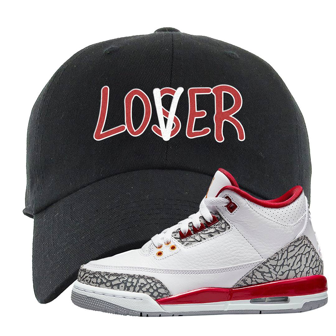 Cardinal Red 3s Dad Hat | Lover, Black