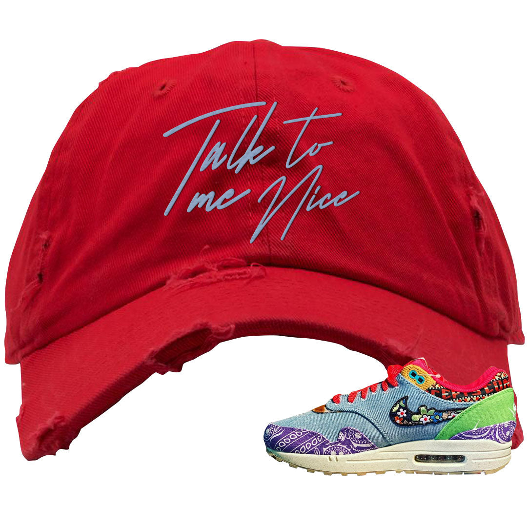 Bandana Paisley Max 1s Distressed Dad Hat | Talk To Me Nice, Red