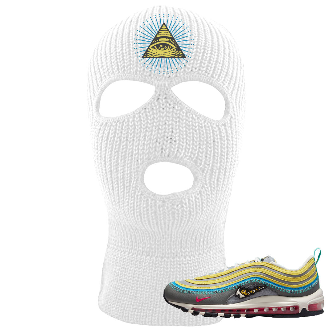 Sprung Yellow 97s Ski Mask | All Seeing Eye, White