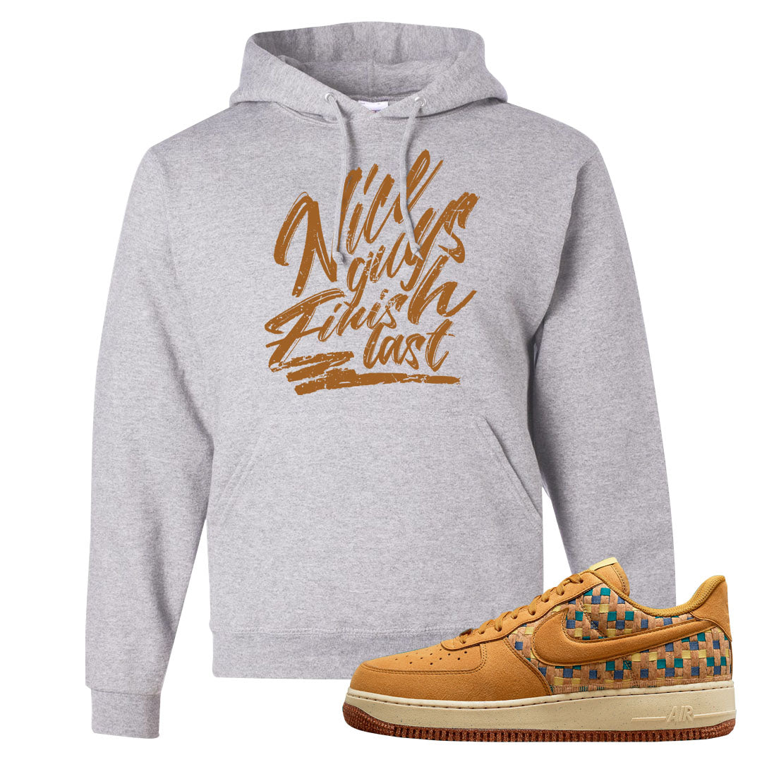 Woven Cork Low AF 1s Hoodie | Nice Guys Finish Last, Ash