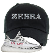 Yeezy Boost 350 V2 Zebra Zebra Black Sneaker Hook Up Distressed Dad Hat