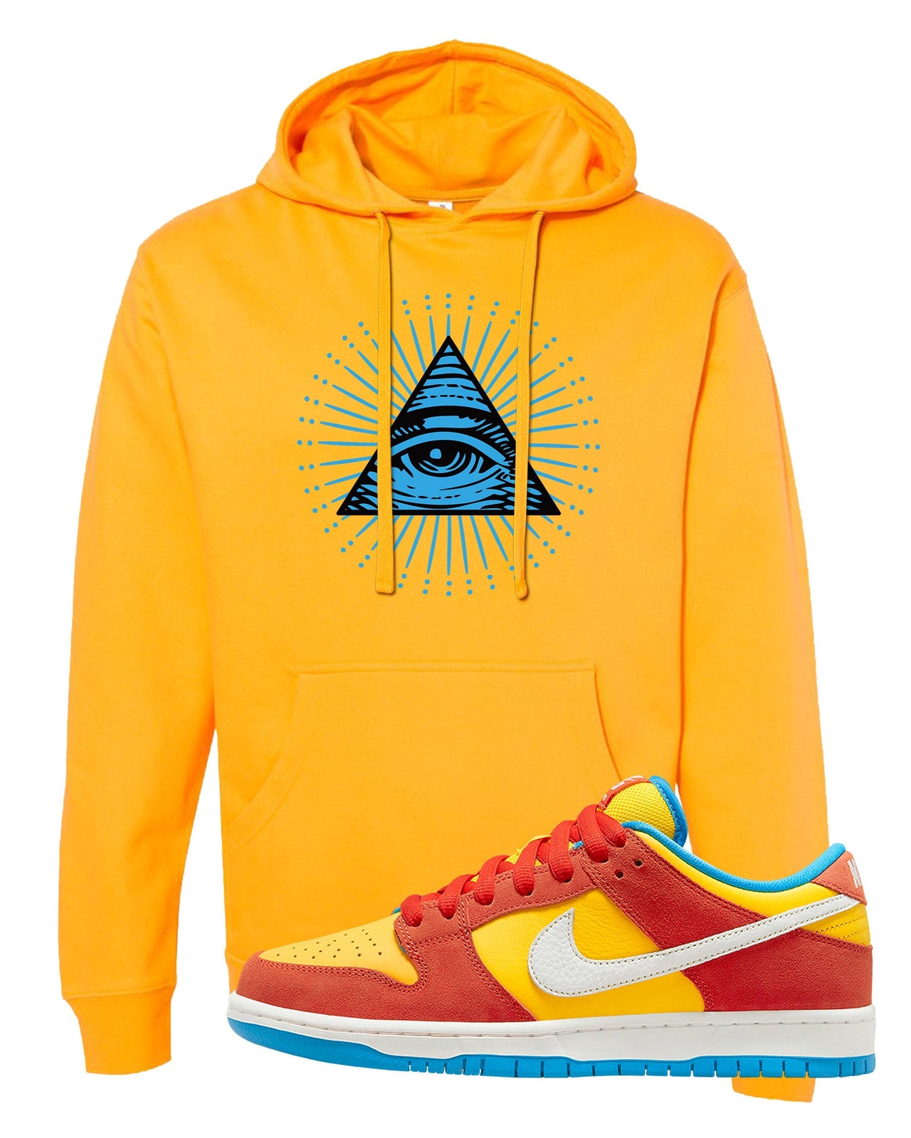 Habanero Red Gold Blue Low Dunks Hoodie | All Seeing Eye, Gold