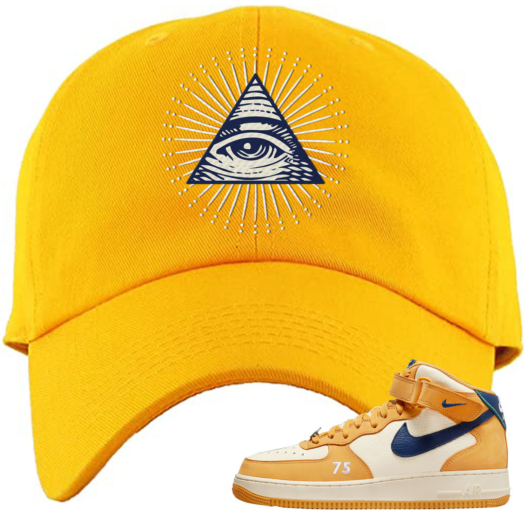 Pollen Paris Mid AF 1s Dad Hat | All Seeing Eye, Gold