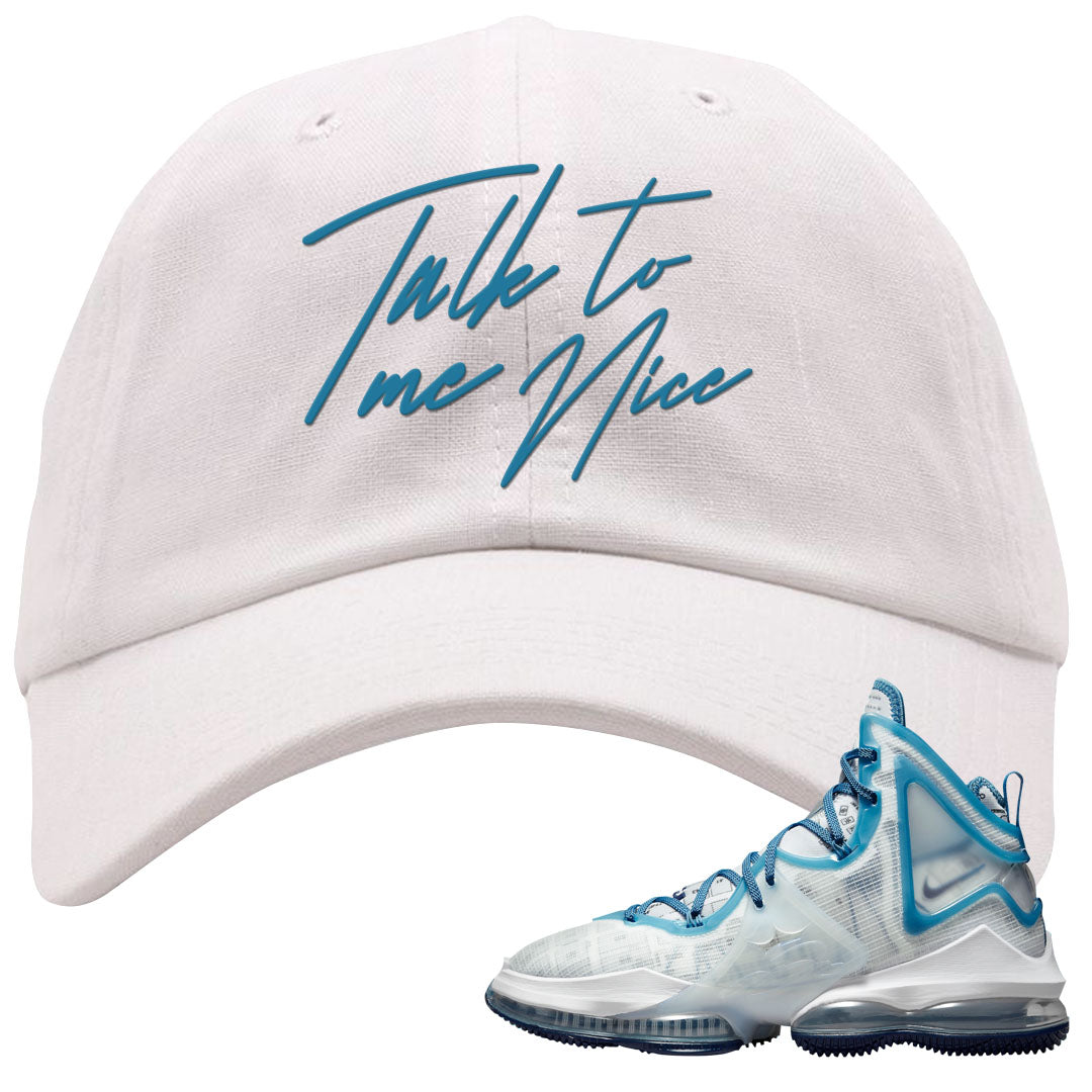 White Blue Space Bron 19s Dad Hat | Talk To Me Nice, White