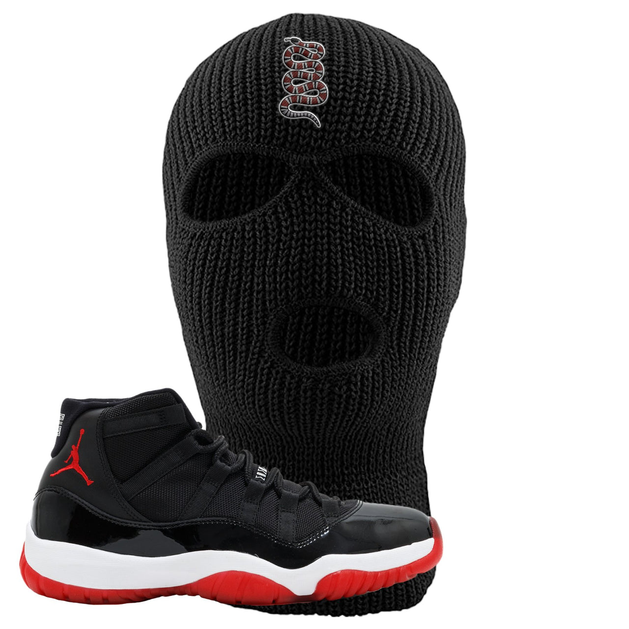 Jordan 11 Bred Coiled Snake Black Sneaker Hook Up Ski Mask