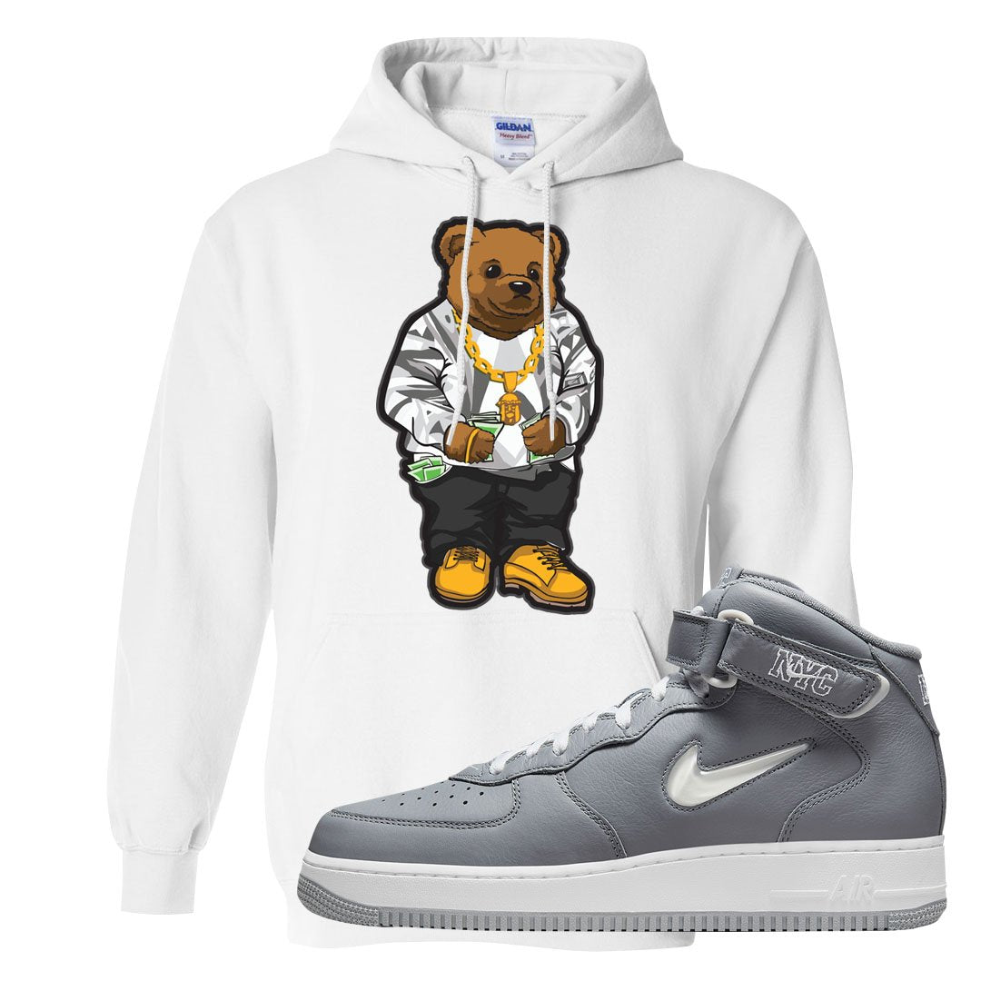 Cool Grey NYC Mid AF1s Hoodie | Sweater Bear, White