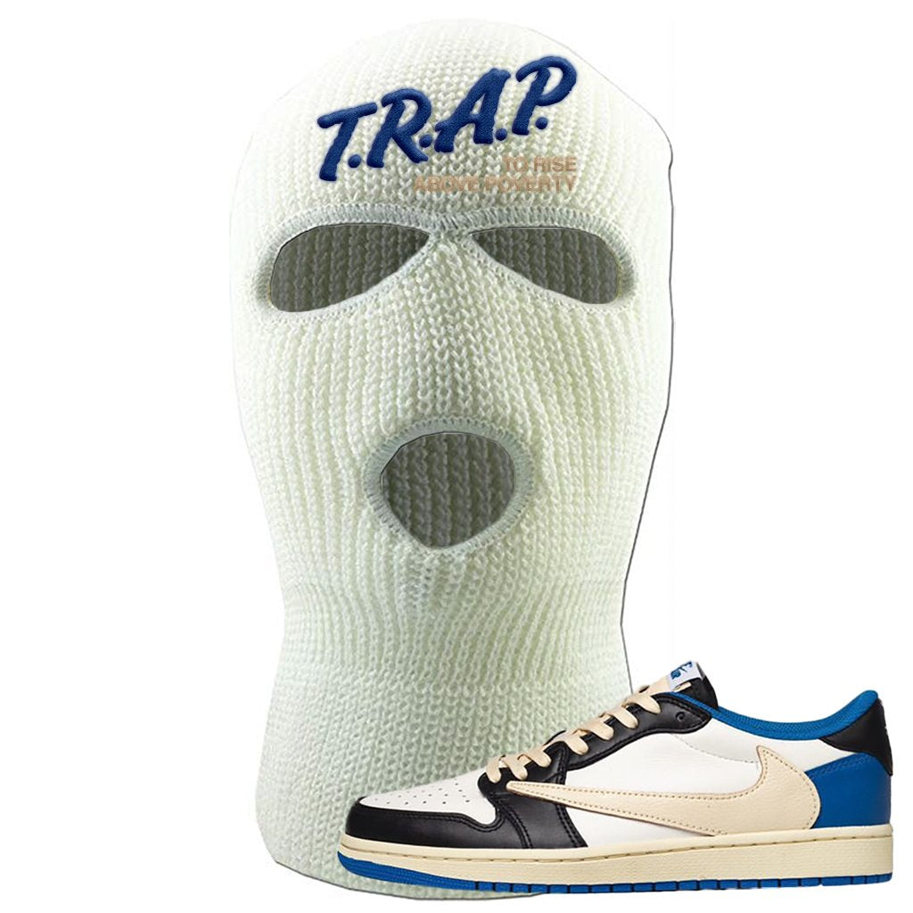 Sail Black Military Blue Shy Pink Low 1s Ski Mask | Trap To Rise Above Poverty, White