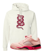 Arctic Pink Low 5s Hoodie | Coiled Snake, White