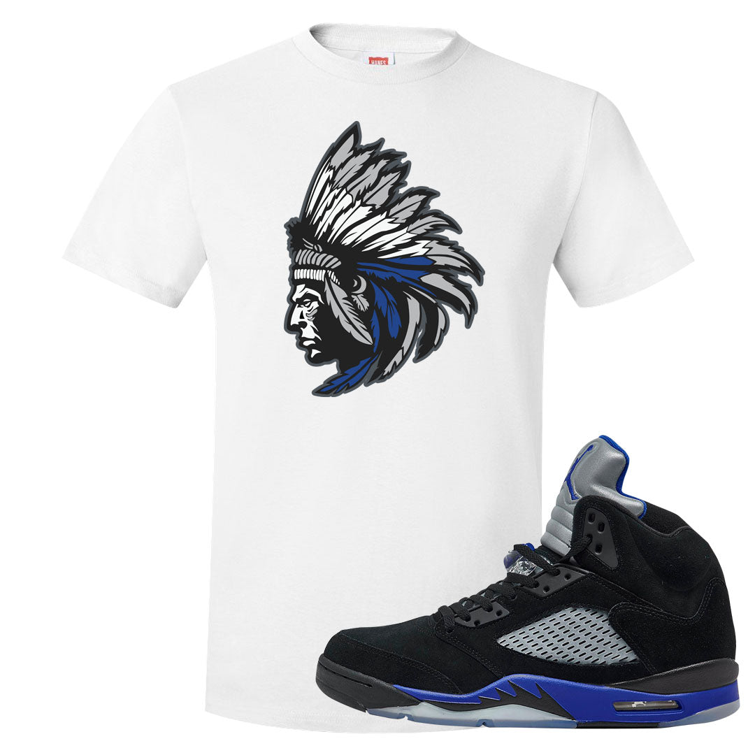 Racer Blue 5s T Shirt | Indian Chief, White