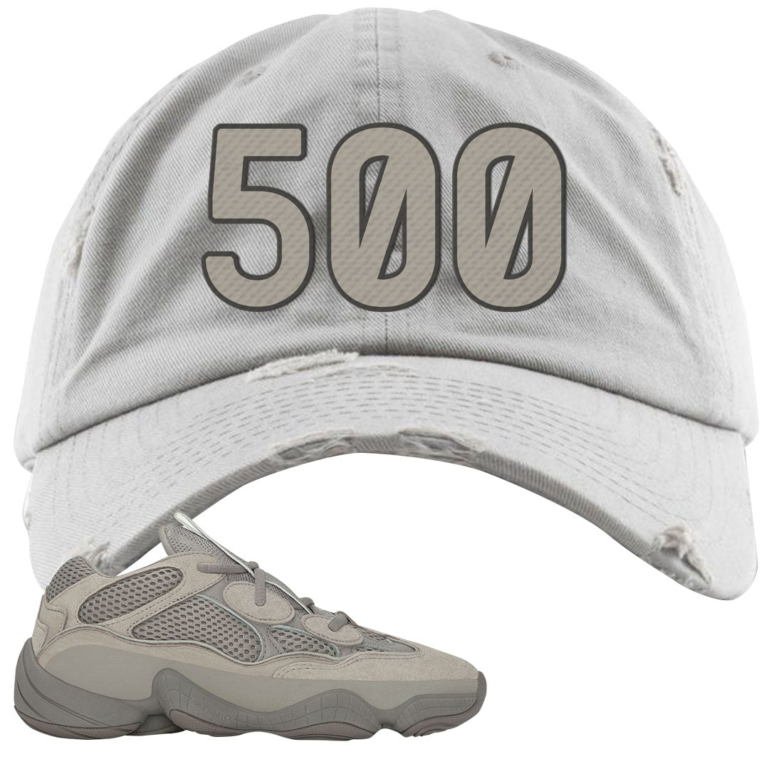 Ash Grey 500s Distressed Dad Hat | 500, Light Gray