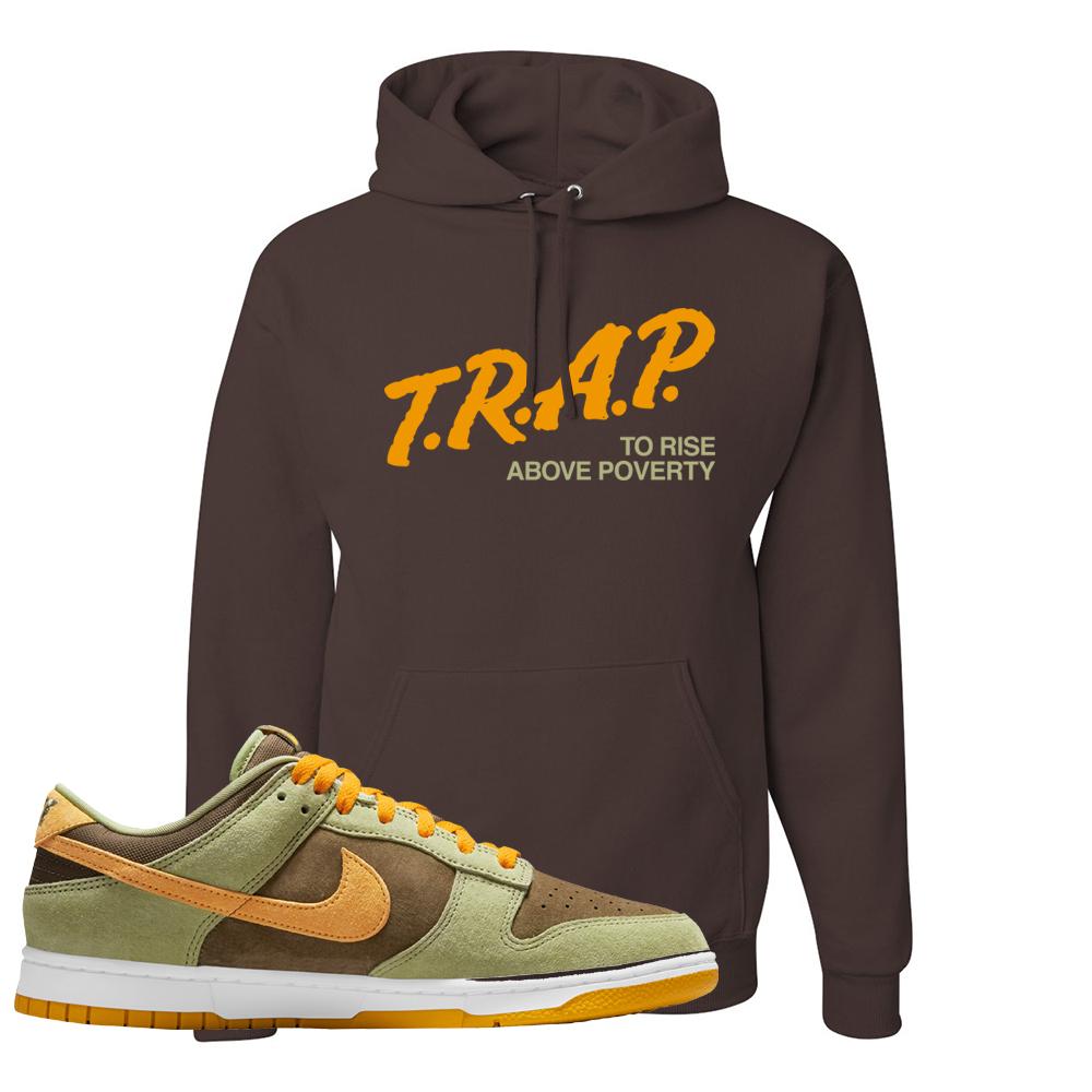 SB Dunk Low Dusty Olive Hoodie | Trap To Rise Above Poverty, Dark Chocolate