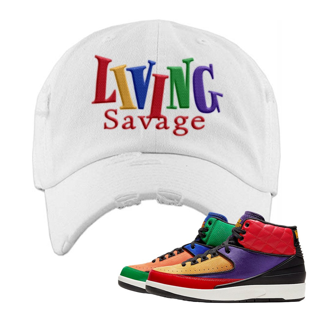WMNS Multicolor Sneaker White Distressed Dad Hat | Hat to match Nike 2 WMNS Multicolor Shoes | Living Savage