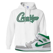 Light Smoke Pine Green Mid 1s Hoodie | Crooklyn, White