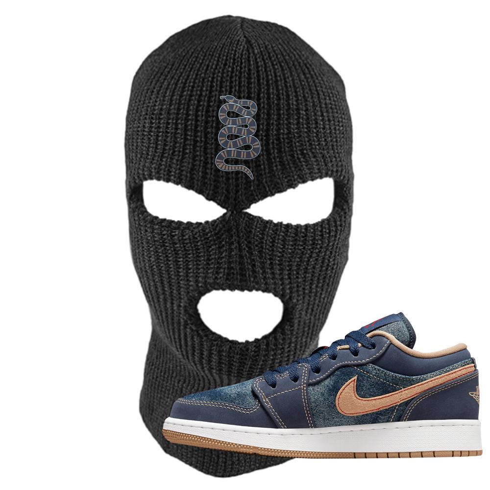 Denim Gum Bottom Low 1s Ski Mask | Coiled Snake, Black