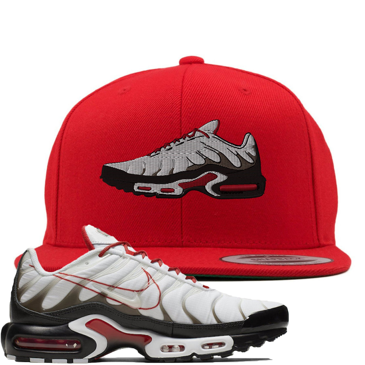 White University Red Pluses Snapback | Shoe, Red