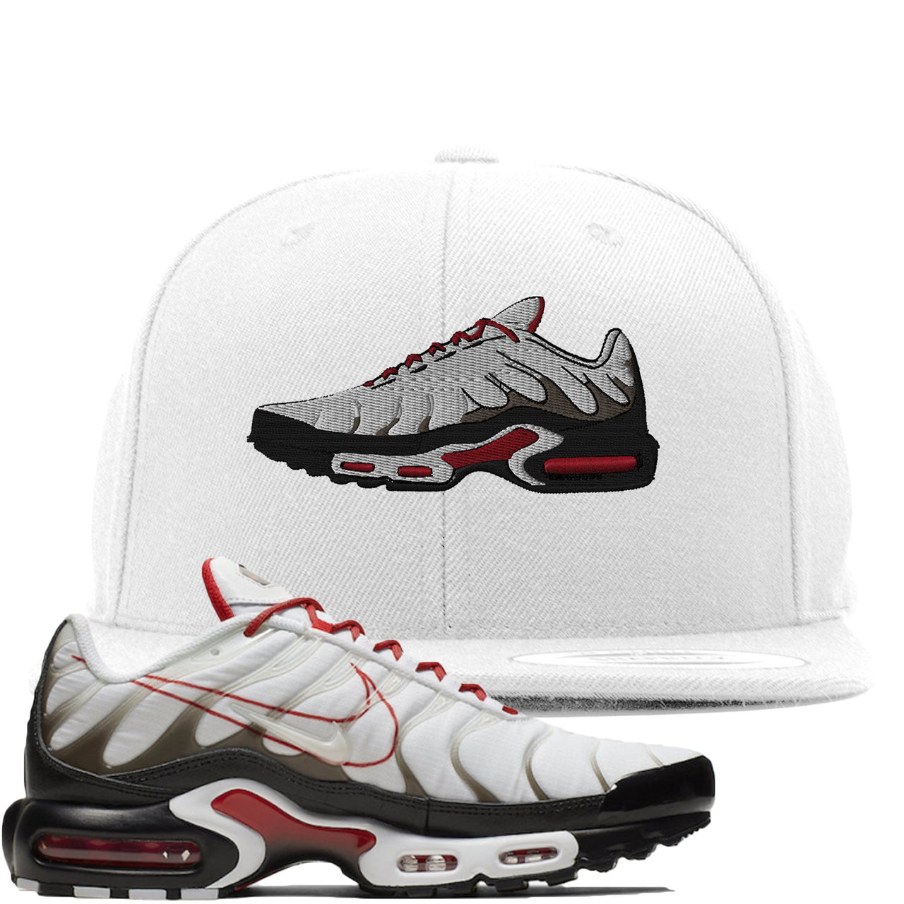 White University Red Pluses Snapback | Shoe, White
