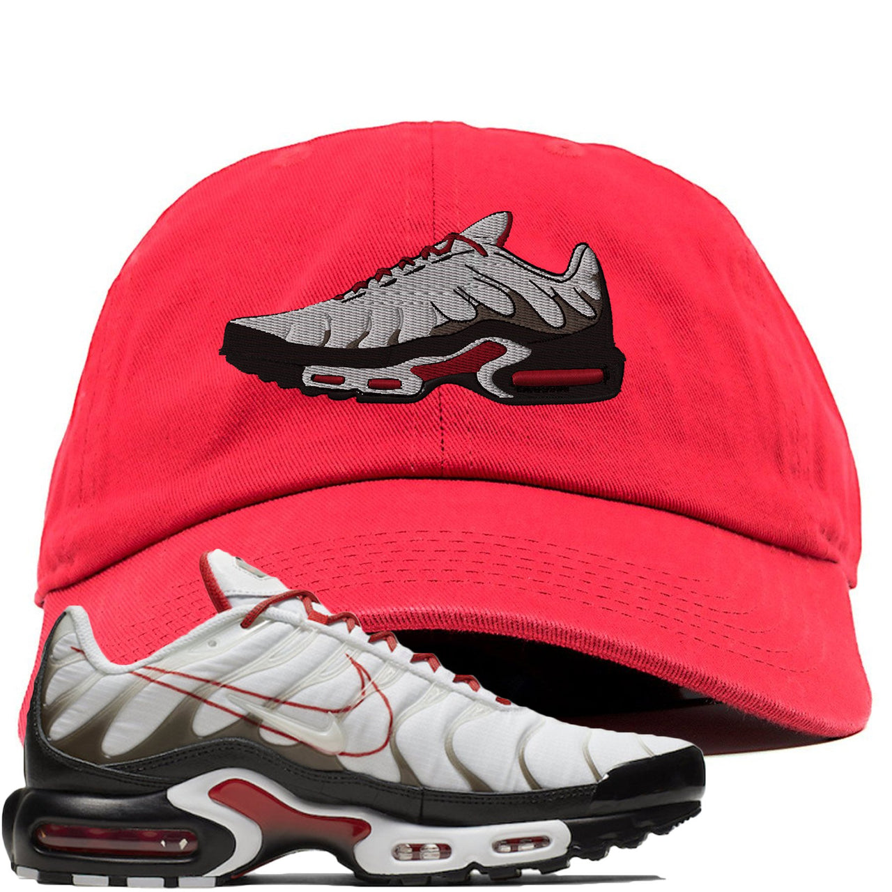 White University Red Pluses Dad Hat | Shoe, Red