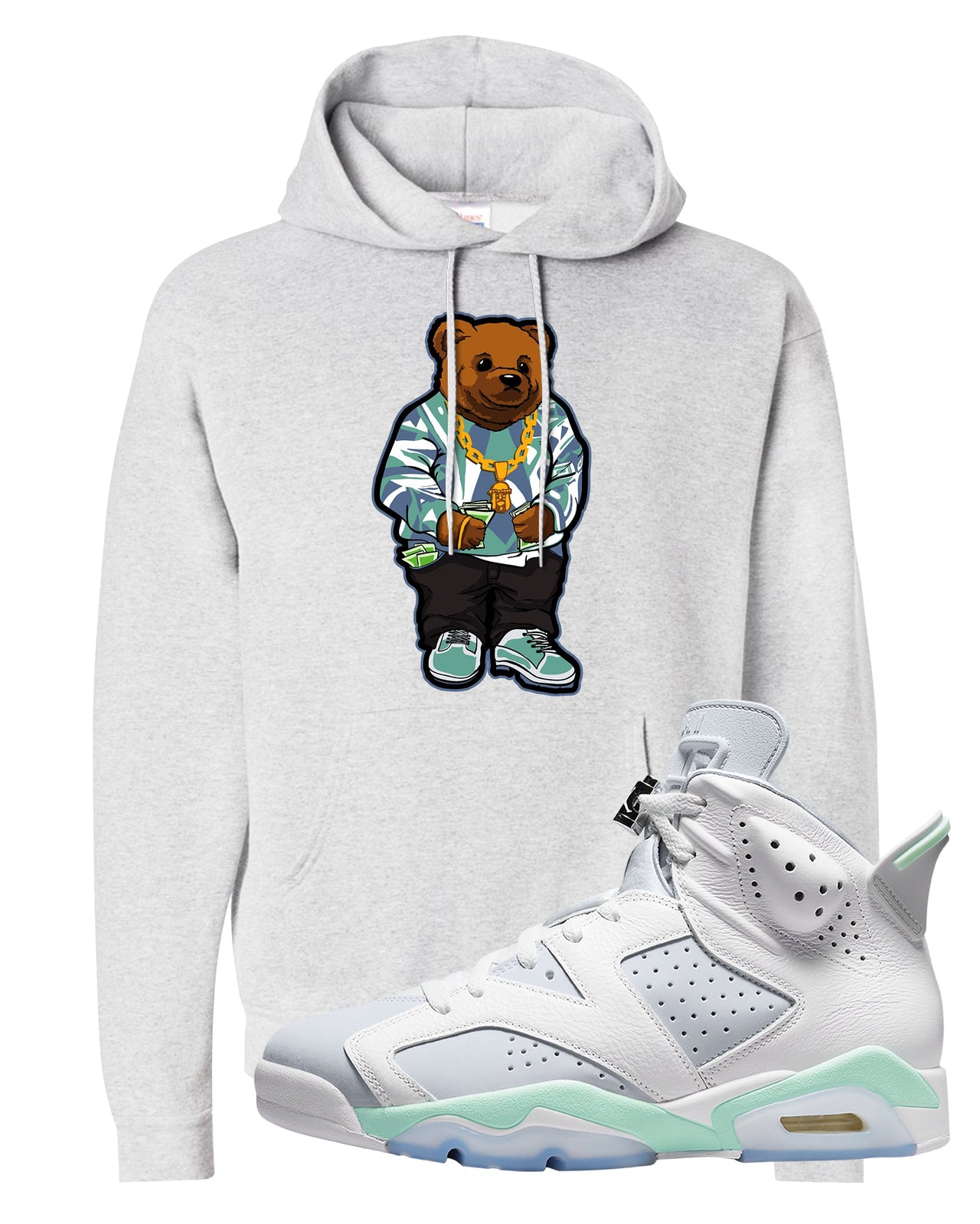 Mint Foam 6s Hoodie | Sweater Bear, Ash