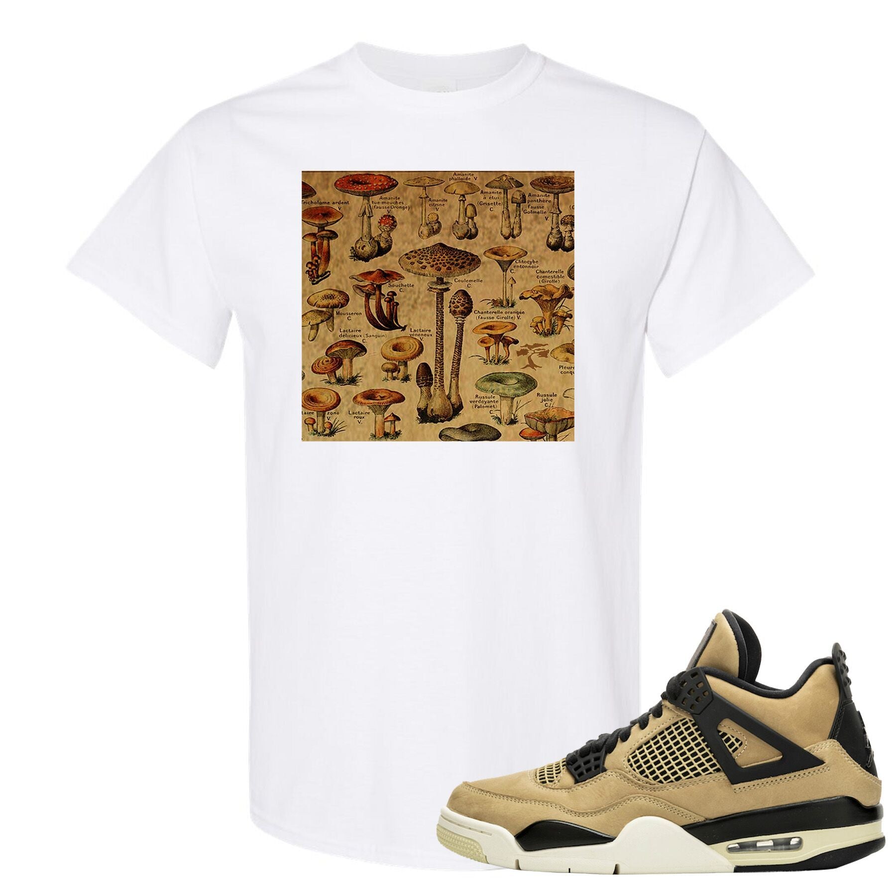 Jordan 4 WMNS Mushroom Sneaker Matching White Mushroom Chart T-Shirt
